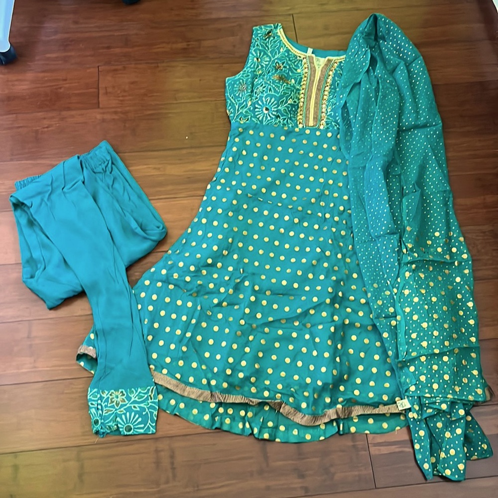 Indian dress nila Punjabi suit green salwar suit gold work Diwali outfit